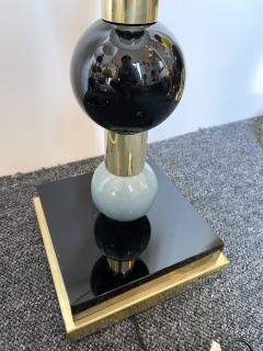 Contemporary Pair of Brass Murano Glass and Ceramic Ball Lamps Italy - 2489936