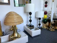 Contemporary Pair of Brass Murano Glass and Ceramic Ball Lamps Italy - 2489940