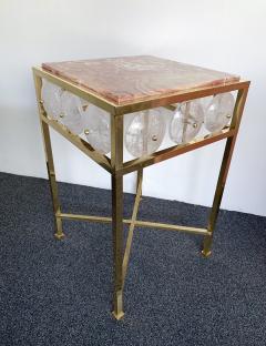 Contemporary Pair of Brass Side Table Rock Cristal Onix Italy - 1113670