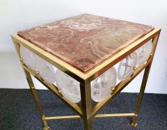 Contemporary Pair of Brass Side Table Rock Cristal Onix Italy - 1113672