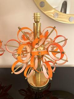 Contemporary Pair of Brass Sputnik Rings Murano Glass Lamps Italy - 3663246