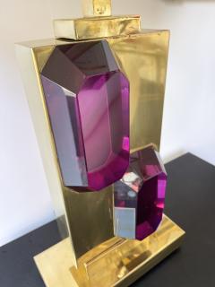 Contemporary Pair of Brass and Amethyst Murano Glass Bar Lamps Italy - 2777956
