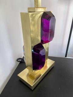 Contemporary Pair of Brass and Amethyst Murano Glass Bar Lamps Italy - 2777957