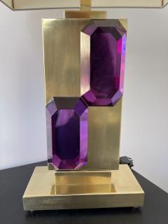 Contemporary Pair of Brass and Amethyst Murano Glass Bar Lamps Italy - 2777962