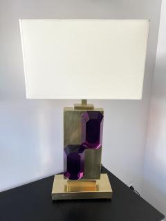 Contemporary Pair of Brass and Amethyst Murano Glass Bar Lamps Italy - 2777963