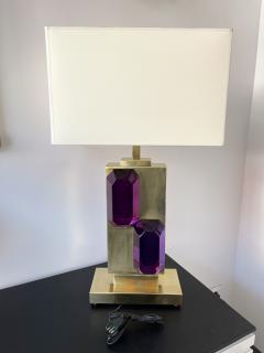 Contemporary Pair of Brass and Amethyst Murano Glass Bar Lamps Italy - 2777964