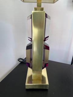 Contemporary Pair of Brass and Amethyst Murano Glass Bar Lamps Italy - 2777966