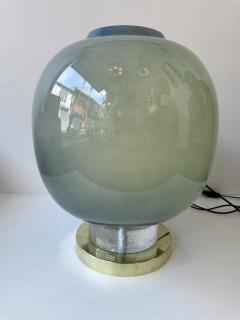 Contemporary Pair of Brass and Blue Murano Glass Bulb Lamps Italy - 4196826