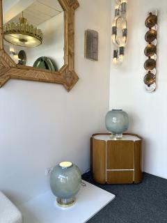 Contemporary Pair of Brass and Blue Murano Glass Bulb Lamps Italy - 4196831