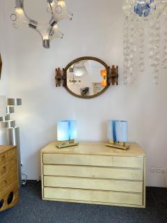 Contemporary Pair of Brass and Blue Murano Glass Lamps Italy - 3032457