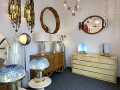 Contemporary Pair of Brass and Blue Murano Glass Lamps Italy - 3032458