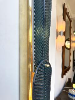 Contemporary Pair of Brass and Blue Murano Glass Palm Tree Sconces Italy - 4102375