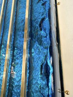 Contemporary Pair of Brass and Blue Murano Glass Sconces Italy - 3148377
