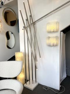 Contemporary Pair of Brass and Blue Opal Murano Glass Sconces Italy - 3166551