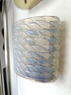 Contemporary Pair of Brass and Blue Opal Murano Glass Sconces Italy - 3166555