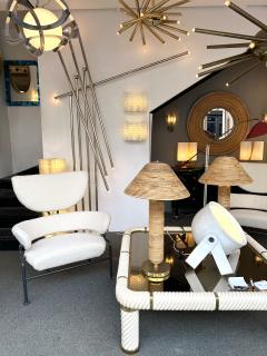 Contemporary Pair of Brass and Blue Opal Murano Glass Sconces Italy - 3166556