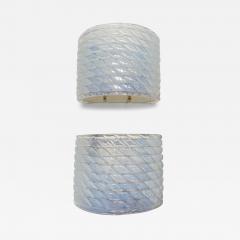 Contemporary Pair of Brass and Blue Opal Murano Glass Sconces Italy - 3170726