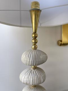 Contemporary Pair of Brass and Ceramic Lamps Italy - 2634591