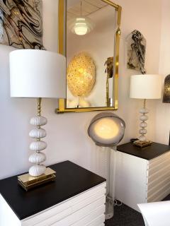 Contemporary Pair of Brass and Ceramic Lamps Italy - 2634592