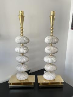 Contemporary Pair of Brass and Ceramic Lamps Italy - 2634601