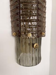 Contemporary Pair of Brass and Cola Gold Leaf Murano Glass Sconces Italy - 2830698