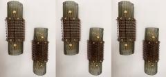 Contemporary Pair of Brass and Cola Gold Leaf Murano Glass Sconces Italy - 2830733