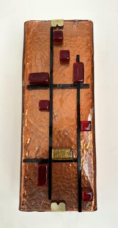 Contemporary Pair of Brass and Coral Murano Glass Sconces Italy - 3540103