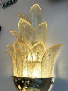 Contemporary Pair of Brass and Gilt Murano Glass Palm Tree Sconces Italy - 3406085