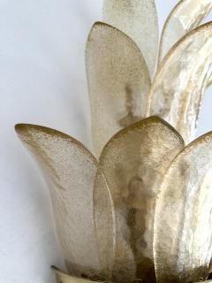 Contemporary Pair of Brass and Gilt Murano Glass Palm Tree Sconces Italy - 3406090