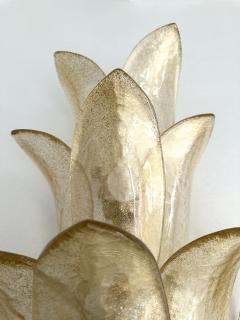 Contemporary Pair of Brass and Gilt Murano Glass Palm Tree Sconces Italy - 3406093