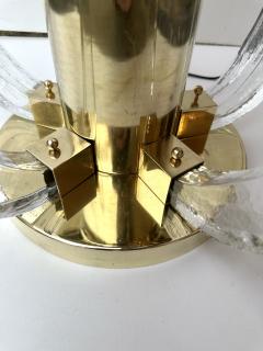 Contemporary Pair of Brass and Gray Murano Glass Flower Lamps Italy - 3405519