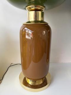 Contemporary Pair of Brass and Green Murano Glass Bulb Shade Lamps Italy - 4573102