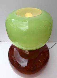 Contemporary Pair of Brass and Green Murano Glass Bulb Shade Lamps Italy - 4604501
