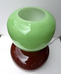 Contemporary Pair of Brass and Green Murano Glass Bulb Shade Lamps Italy - 4604504