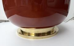 Contemporary Pair of Brass and Green Murano Glass Bulb Shade Lamps Italy - 4604509