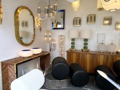 Contemporary Pair of Brass and Green Murano Glass Cube Lamps Italy - 3098507