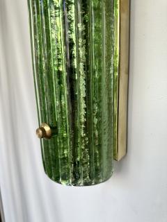 Contemporary Pair of Brass and Green Murano Glass Sconces Italy - 3345337