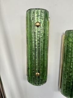 Contemporary Pair of Brass and Green Murano Glass Sconces Italy - 3345338