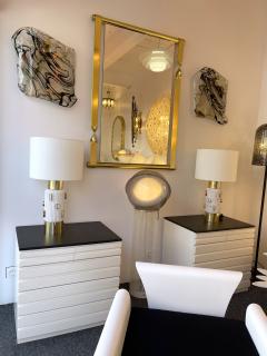 Contemporary Pair of Brass and Marble Lamps Italy - 2631033