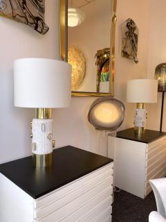 Contemporary Pair of Brass and Marble Lamps Italy - 2631034