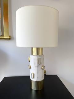 Contemporary Pair of Brass and Marble Lamps Italy - 2631037