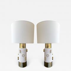 Contemporary Pair of Brass and Marble Lamps Italy - 2638383