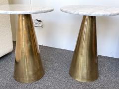 Contemporary Pair of Brass and Marble Side Tables Italy - 2524343