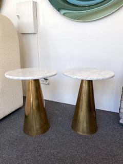 Contemporary Pair of Brass and Marble Side Tables Italy - 2524353