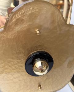 Contemporary Pair of Brass and Murano Glass Big Gold Flowers Lamps Italy - 4400157