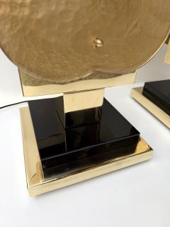 Contemporary Pair of Brass and Murano Glass Big Gold Flowers Lamps Italy - 4400162