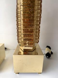 Contemporary Pair of Brass and Murano Glass Blade Robot Lamps Italy - 4499943