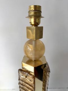 Contemporary Pair of Brass and Murano Glass Blade Robot Lamps Italy - 4499945