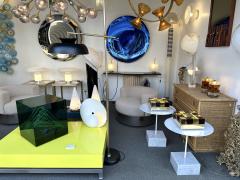 Contemporary Pair of Brass and Murano Glass Cube Marquetry Lamps Italy - 3178204