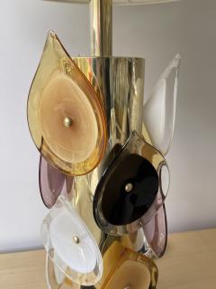 Contemporary Pair of Brass and Murano Glass Flame Lamps Italy - 4328928